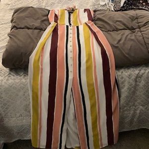 Casual striped button front summer dress
